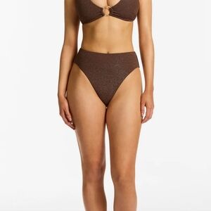 Jets Australia Tirari Nights High Waist High Leg Bikini Bottom Brown sz 8